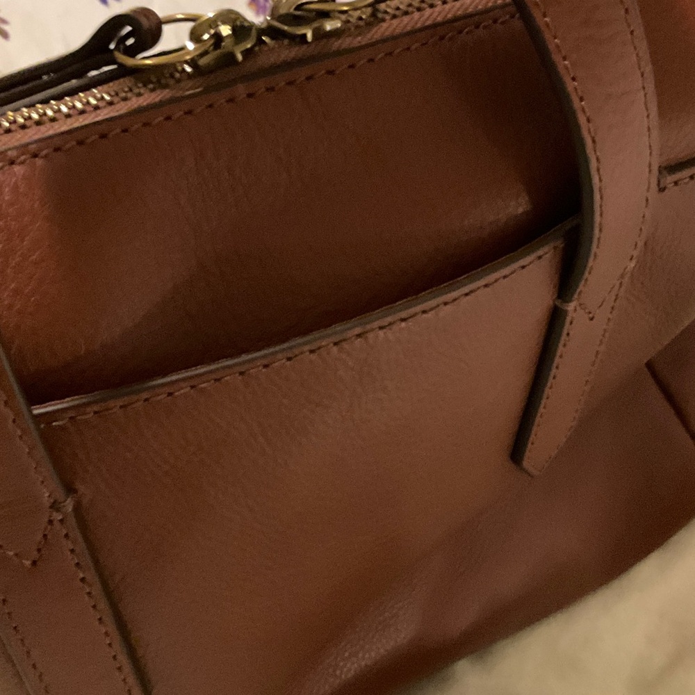 Fossil Chestnut Brown Leather Satchel with Removable Strap - Picture 4 of 6